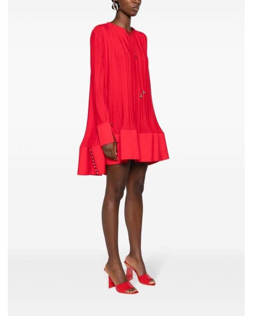 Lanvin Red Pleated Mini Dress