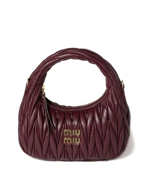 Miu Miu Purple Wander Small Leather Hobo Bag