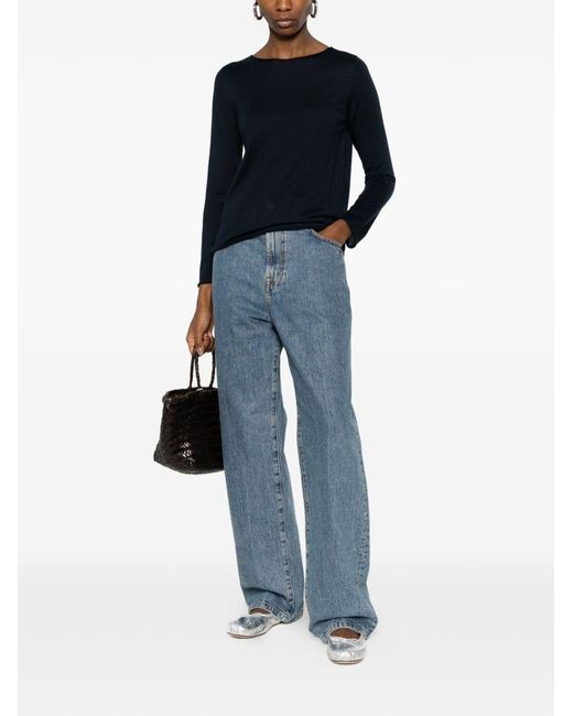 Be You Blue Cashmere And Silk Blend Sweater