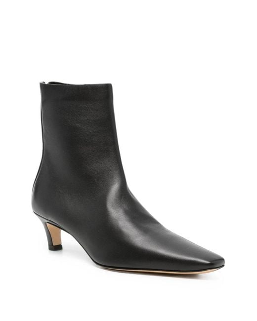 Totême Black Leather Heel Ankle Boots