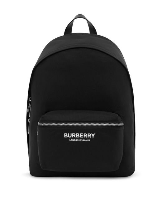Burberry Black Nylon Logo Backpack for men