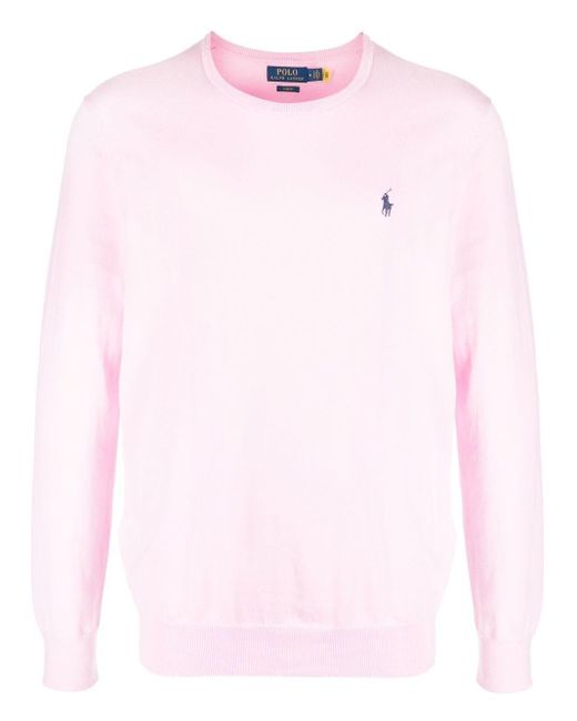 Polo Ralph Lauren Pink Embroidered Logo Sweater for men