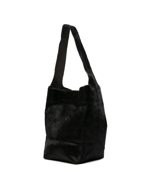 Alysi Black Leather Bucket Bag