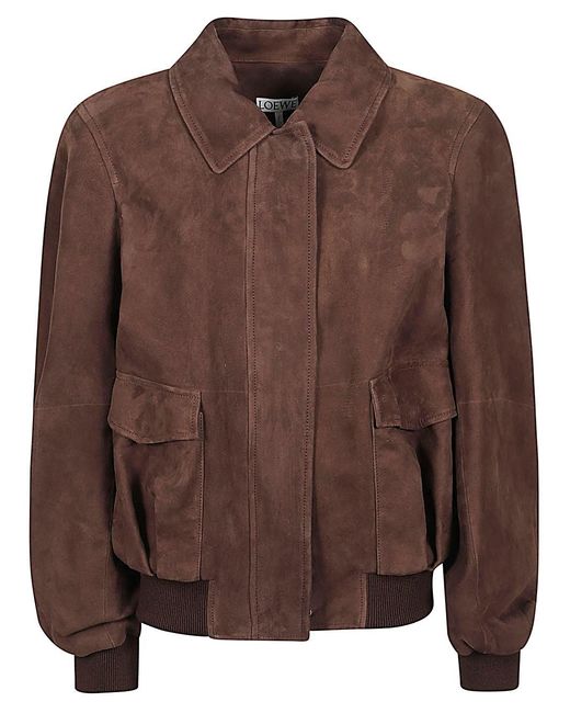 Loewe Brown Suede Leather Bomber Jacket