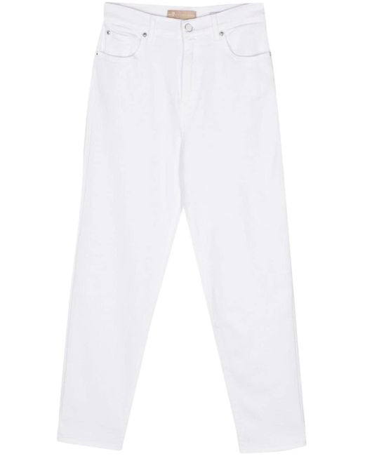 7 For All Mankind White Logo-patch Tapered Jeans