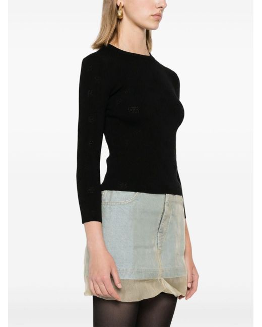 Balenciaga Black Open-Knit Wool Top