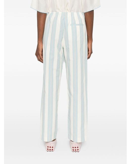 Forte_forte White Striped Drawstring Trousers
