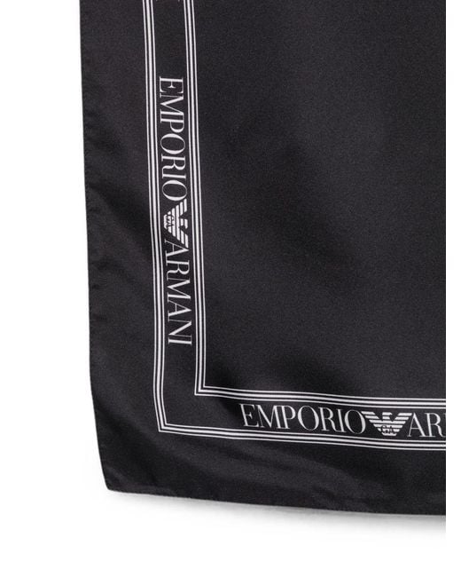 Emporio Armani Black Printed Silk Foulard