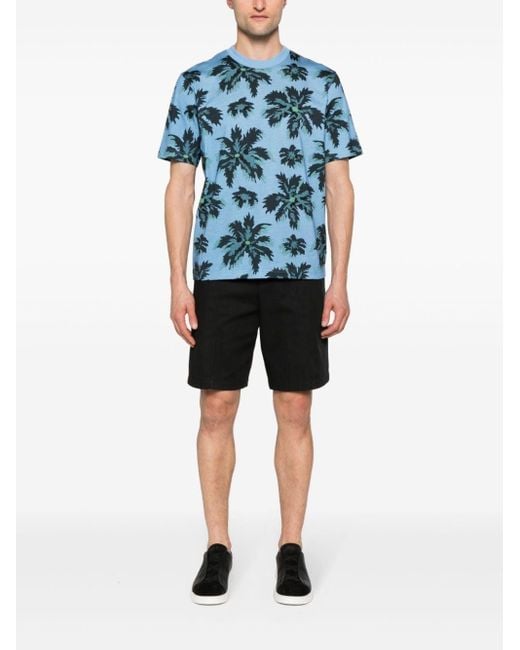 PS by Paul Smith Blue Palmera Print Cotton T-Shirt for men