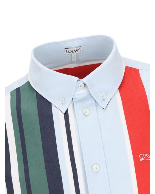 Loewe Blue Anagram Striped Shirt for men