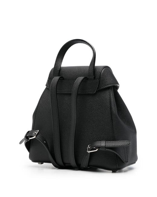 Valextra Black Iside Mini Leather Backpack