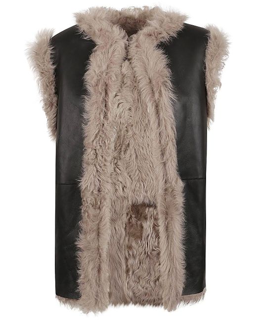 Enes Brown Sleeveless Fur Coat