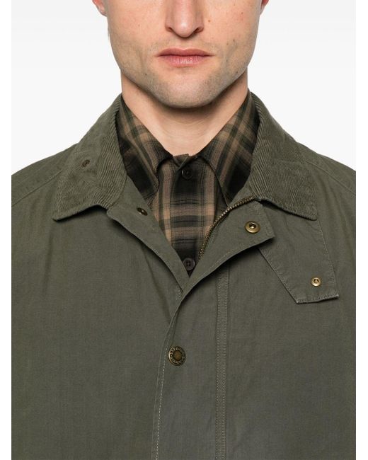 Barbour Green Stylish Front Press-Stud And Zip Fastening Coat For for men