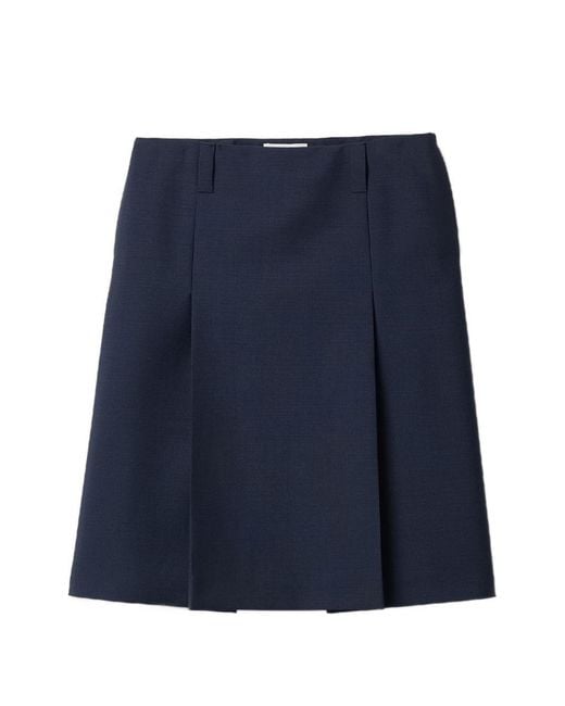 Miu Miu Blue Wool Midi Skirt
