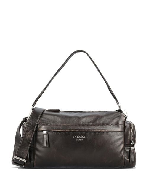 Prada Black Leather Shoulder Bag for men