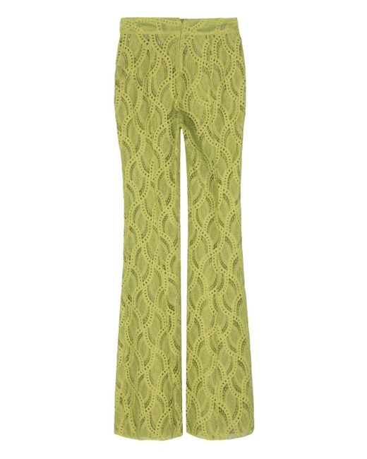 Ermanno Scervino Green Crochet-knit Flared Trousers