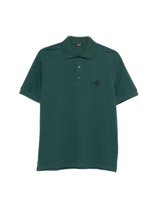 Herno Green Logo Cotton Polo Shirt for men