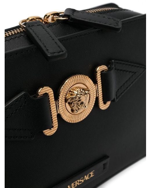 Versace Black Medusa Biggie Small Leather Messenger Bag for men