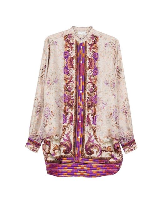 Pierre Louis Mascia Pink Printed Silk Shirt