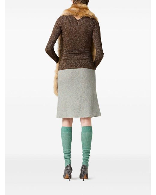 Miu Miu Brown Lurex Crewneck Sweater