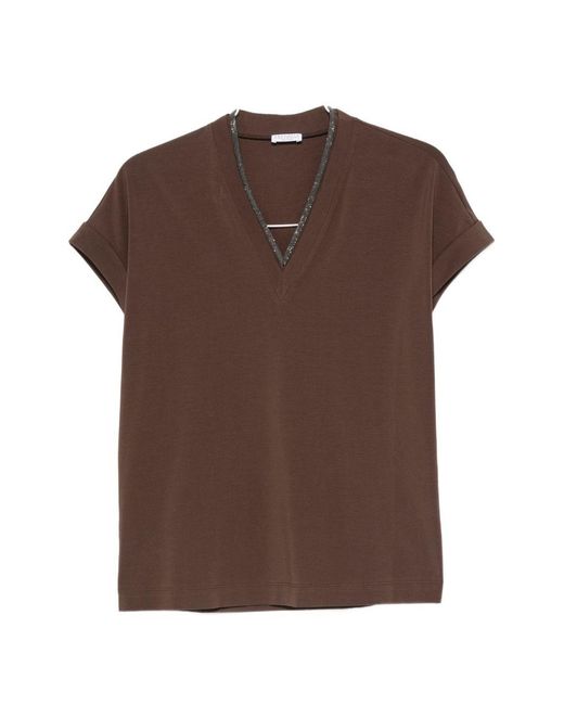 Brunello Cucinelli Brown Cotton T-Shirt