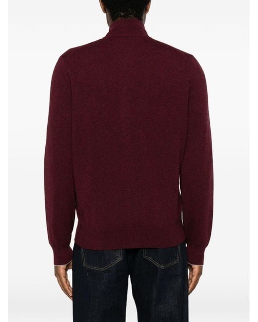 Brunello Cucinelli Purple Cashmere Zipped Cardigan for men