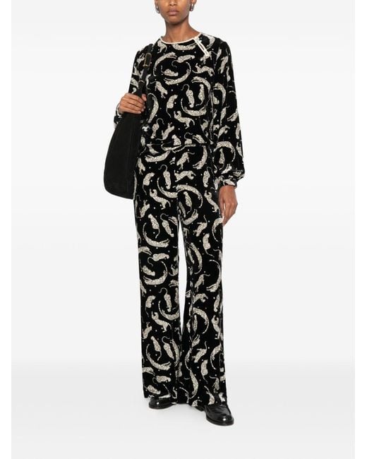 Forte_forte White Printed Velvet Trousers