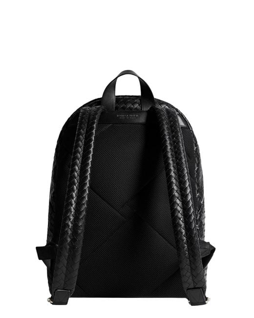 Bottega Veneta Black Woven Leather Backpack for men