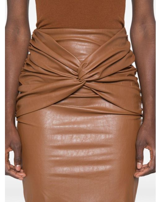 Elisabetta Franchi Brown Faux-Leather Midi Skirt
