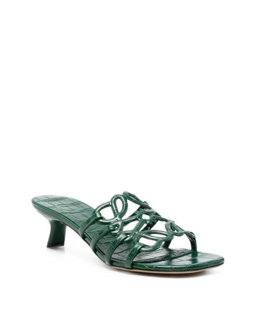 Loewe Green Petal Anagram Leather Mules