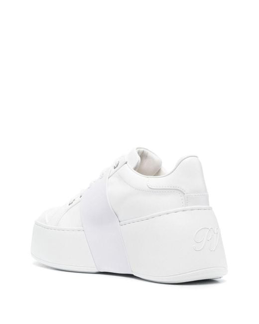 Roger Vivier White Viv Skate High Leather Sneakers