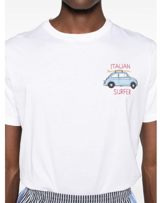 Mc2 Saint Barth White "italian Surfer" Cotton T-shirt for men