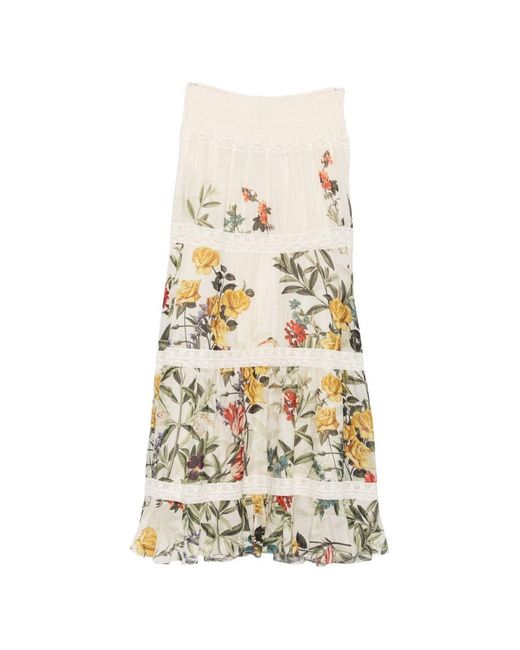 Alice + Olivia White Stevie Printed Maxi Skirt