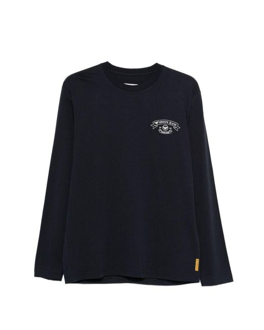 Emporio Armani Blue Logo Cotton T-Shirt for men