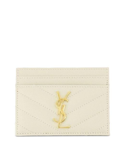 Saint Laurent Natural Cassandre Leather Card Case