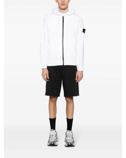 Stone Island White Hooded Track Top for men