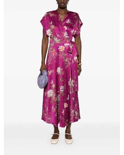 Pierre Louis Mascia Purple Adanas Floral-print Maxi Dress