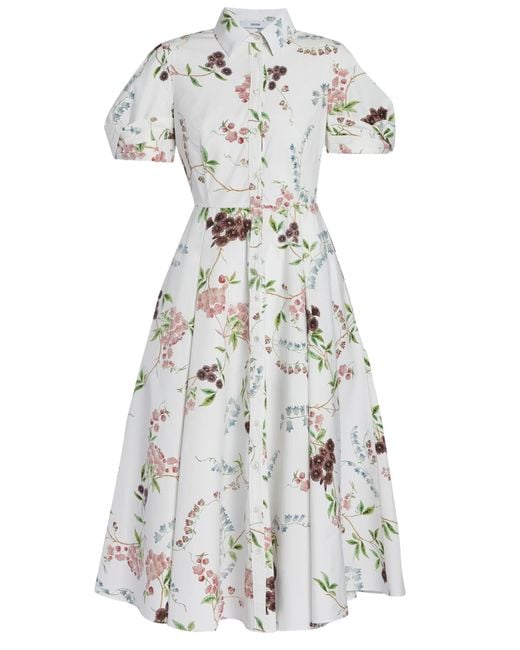Erdem White Floral Print Midi Dress