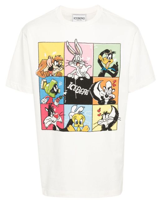 Iceberg White Looney Tunes-print Cotton T-shirt for men