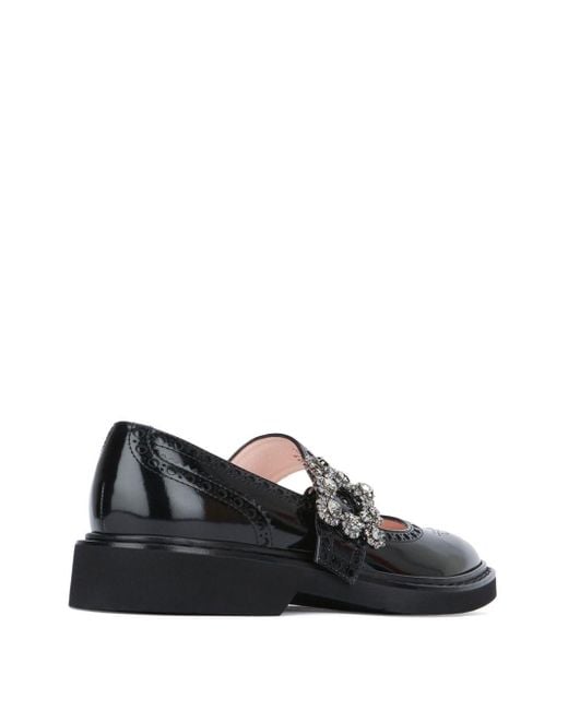 Roger Vivier Black Viv Rangers Leather Ballet Flats