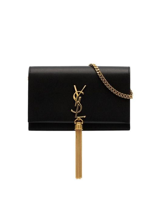 Saint Laurent Ysl Kate Tassel Chain Wallet In Smooth Leather in Black | Lyst