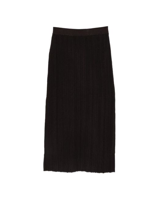 Alysi Black Wool Long Skirt