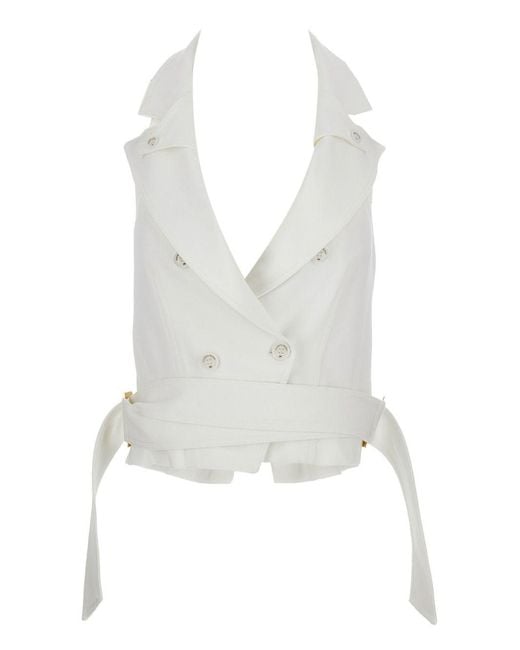 Elisabetta Franchi White Belted Vest