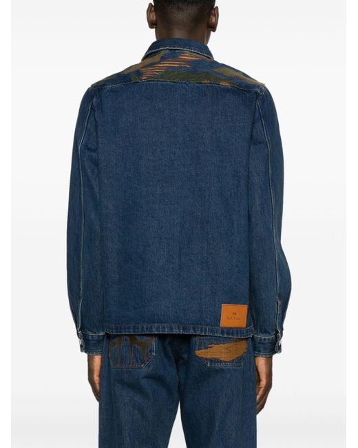 PS by Paul Smith Blue Printed Denim Jacket for men