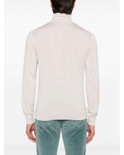 Brioni White Cashmere And Silk Turtle-Neck Sweater for men