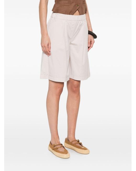 Via Masini 80 White Cotton Bermuda Shorts