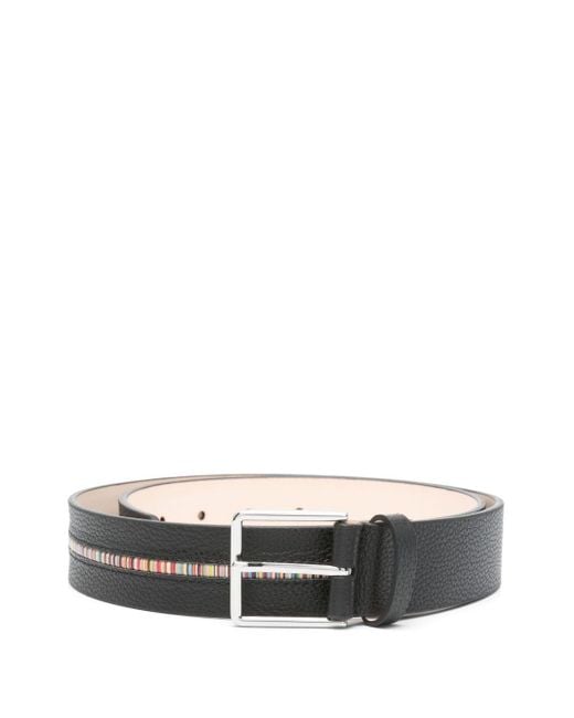 Paul Smith White Multistripe Insert Leather Belt for men