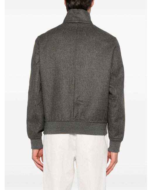 Brunello Cucinelli Gray Cashmere Bomber Jacket for men
