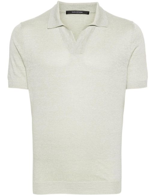 Tagliatore White Mélange-effect Polo Shirt for men