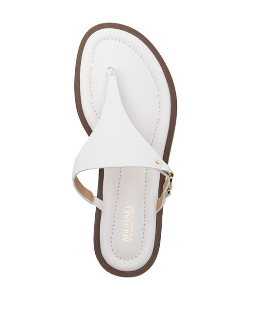 MICHAEL Michael Kors White Daniella Leather Thong Sandals